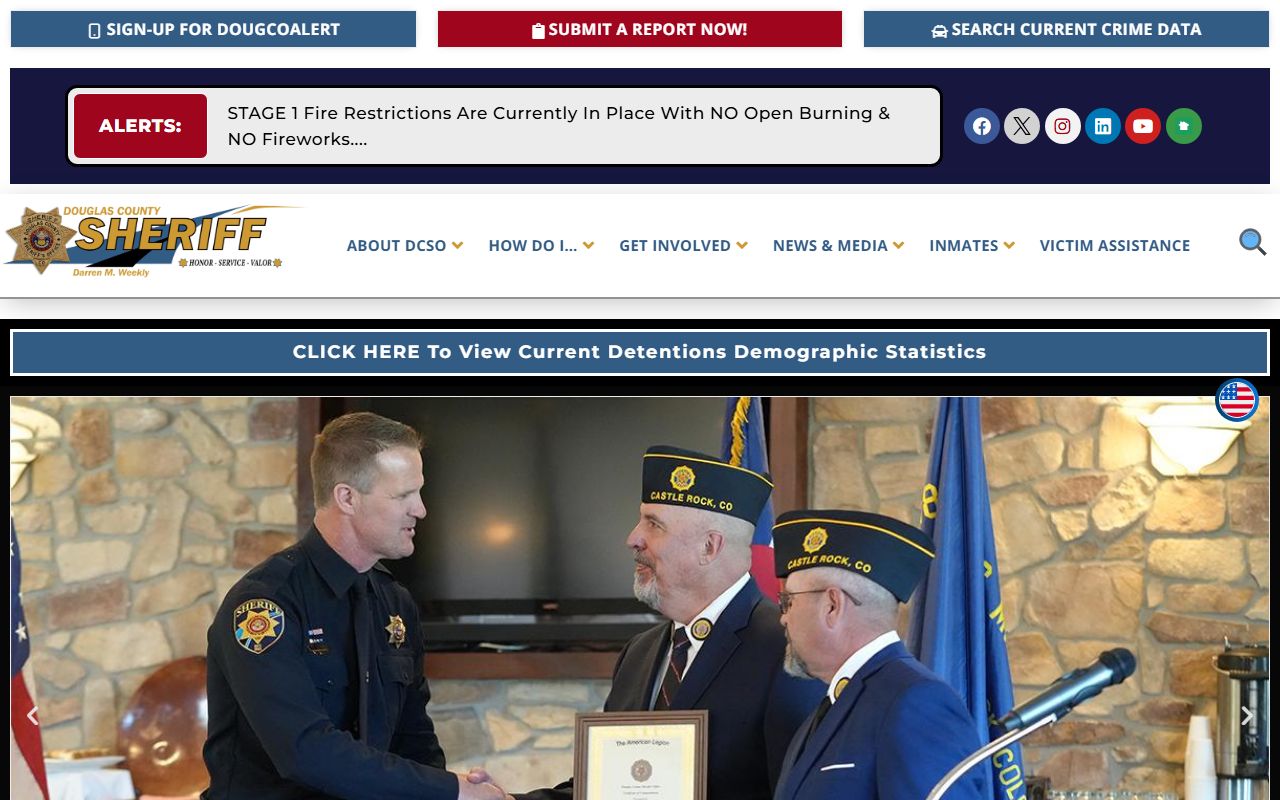 Douglas County Sheriff's Office website for recent arrest records and inmate search