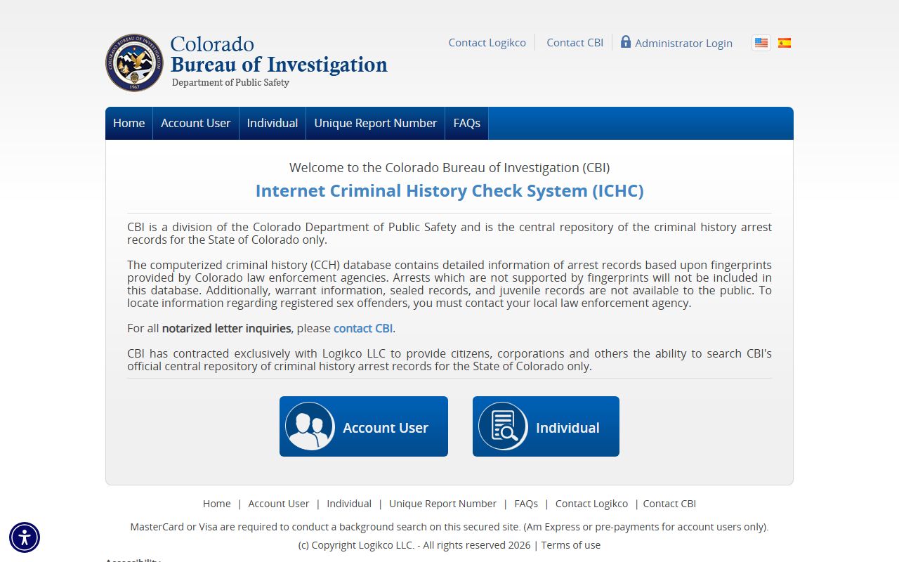 CBI Criminal History Check system for Colorado recent arrest records