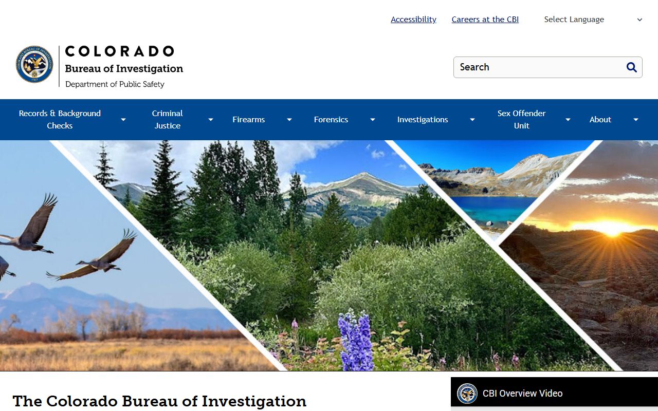 Colorado Bureau of Investigation main homepage for recent arrest records